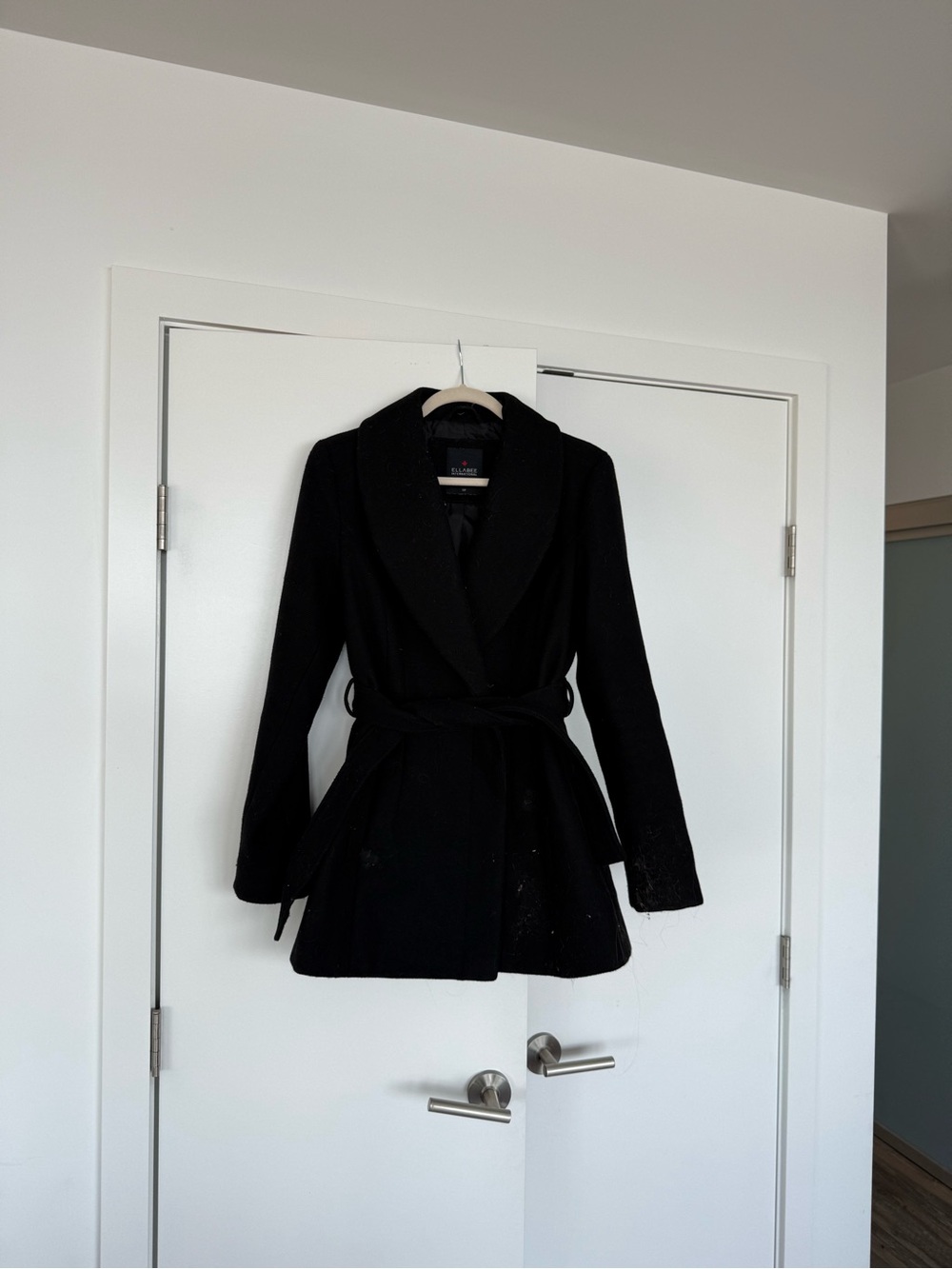 Black Women's Wool Belted Coat